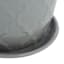 Indoor Grey Embossed Ceramic Pot with Saucer, Medium