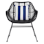 Providence Navy Blue Awning Striped Square Outdoor Throw Pillow, 16"