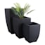 Japi All-Weather Black Lead Modern Square Outdoor Planter, Medium