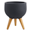Japi All Weather Proof Black Round Rustic Outdoor Planter Stand, Small