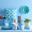 Blue Geo Print Square Outdoor Throw Pillow, 17"