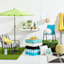 Providence Black Awning Stripe Outdoor Tufted Back Cushion