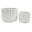 Indoor White Wave Cylinder Ceramic Planter, Medium