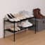 2-Tier Punch Metal Shoe Rack, Black