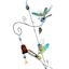 Metal Glass Hummingbird Wind Chime, 34.6"