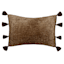 Tracey Boyd Brown Chenille Throw Pillow with Poms, 14x20