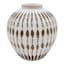 Tracey Boyd White & Tan Tribal Round Vase, 9.4"