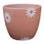 Indoor Hand Painted White Floral Terracotta Clay Pot, Medium
