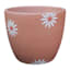 Indoor Hand Painted White Floral Terracotta Clay Pot, Small