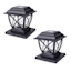 Set of 2 5-Lumen Solar Black Post Cap Lights