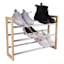 3-Tier Bamboo & Silver Expandable Shoe Rack