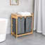 Bamboo Laundry Double Sorter with Removable Liners