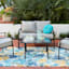 (E264) Santa Monica Blue Floral Indoor & Outdoor Area Rug, 5x7