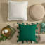 Found & Fable Green Linen Throw Pillow with Tassels, 18"