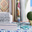 (E489) Honeybloom Anna Blue Striped Outdoor Area Rug, 5x7