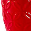 Indoor Red Flower Embossed Ceramic Pot with Saucer, Medium