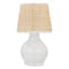 Providence White Ceramic Small Table Lamp with Seagrass Shade, 17.5"