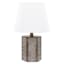 Found & Fable Brown & White Floral Embossed Small Table Lamp with Shade, 16"