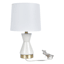 White Hourglass Mini Table Lamp with Shade, 15"