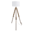 Honeybloom Metal & Wood Tripod Floor Lamp with White Fabric Drum Shade, 58"