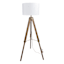 Honeybloom Metal & Wood Tripod Floor Lamp with White Fabric Drum Shade, 58"