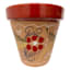 Hand Painted Spanish Natural with Red Rim Outdoor Planter, Medium