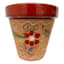 Hand Painted Spanish Natural with Red Rim Outdoor Planter, Medium