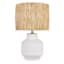 Tracey Boyd White Textured Small Table Lamp with Rafia Shade, 19.5"
