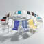 Stackable Sling Patio Chair, Aquarelle & White