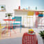 Sunny Club Light Yellow Textilene Stackable Outdoor Barstool