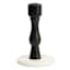 White Wooden Taper Candle Holder with Marble Base, 6"