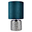 Found & Fable Silver Etched Metal Small Lamp with Green Shade, 16"