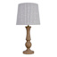 Honeybloom Beige Wood Medium Table Lamp with Striped Shade, 24"