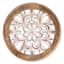 Flower Cut-Out Carved Wooden Trivet, 9"