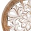 Flower Cut-Out Carved Wooden Trivet, 9"