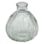 Clear Striped Glass Round Bud Vase, 4"