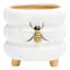 Honeybloom Indoor White Honeybee Stoneware Pot, Medium