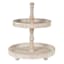 White Wood Two-Tier Stand, 15.6"