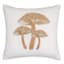Honeybloom Embroidered Mushroom Trio Throw Pillow, 20"
