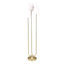 Providence Brushed Brass Triple Head Floor Lamp with White Fabric Shades, 65"