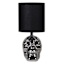 Mini Silver Ceramic Skull Lamp, 12"