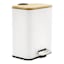 Tao Matte White & Bamboo Rectangle Step Trash Can with Removable Liner, 5l