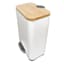 Tao Matte White & Bamboo Rectangle Step Trash Can with Removable Liner, 5l
