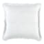Providence White Cotton Block Print Throw Pillow with Pleated Edge, 18"