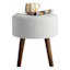 Emmy Stool with Dark Wooden Legs, Taupe