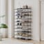 50-Pair Fabric Shelf Standing Shoe Rack, Black