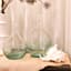 Clear Glass Vase with Aqua Bubbles, 13"