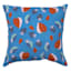 Blue Strawberries Print Square Outdoor Throw Pillow, 17"