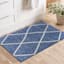 Blue & White Knitted Diamond Gel Back Washable Accent Rug, 21x34