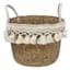Wicker Round Light Tassel Storage Basket